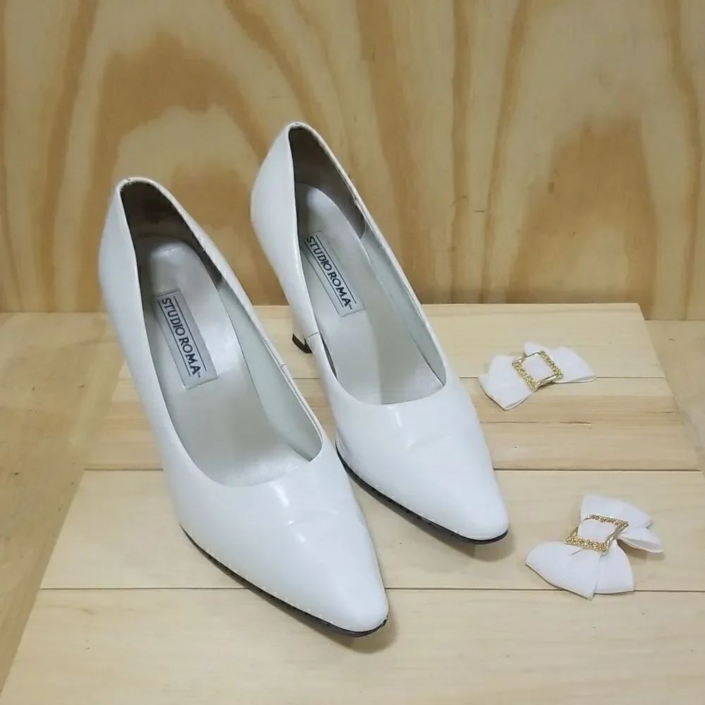 STUDIO ROMA Wmn's Classy 2 1/2 heels with optional bows sz 10